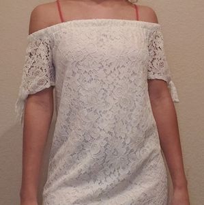 Mesh floral shift dress